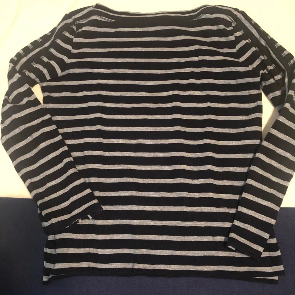J. Crew Navy & Gray Striped Top